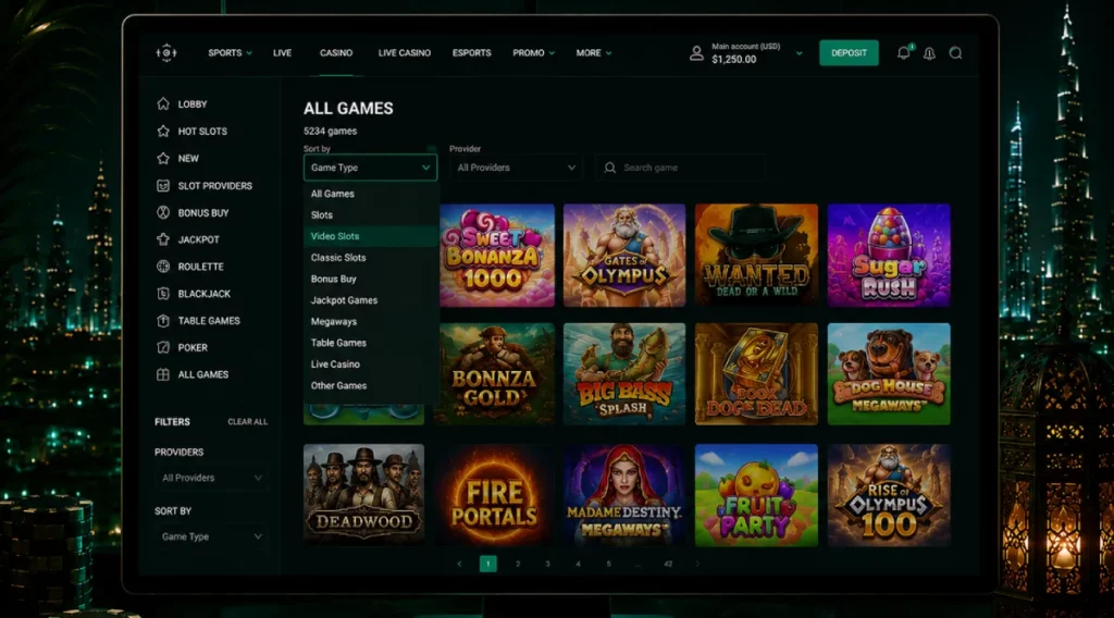 Casino Sort by Game Type