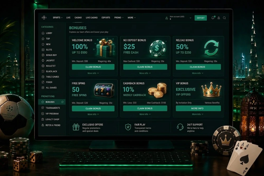 Casino bonuses page